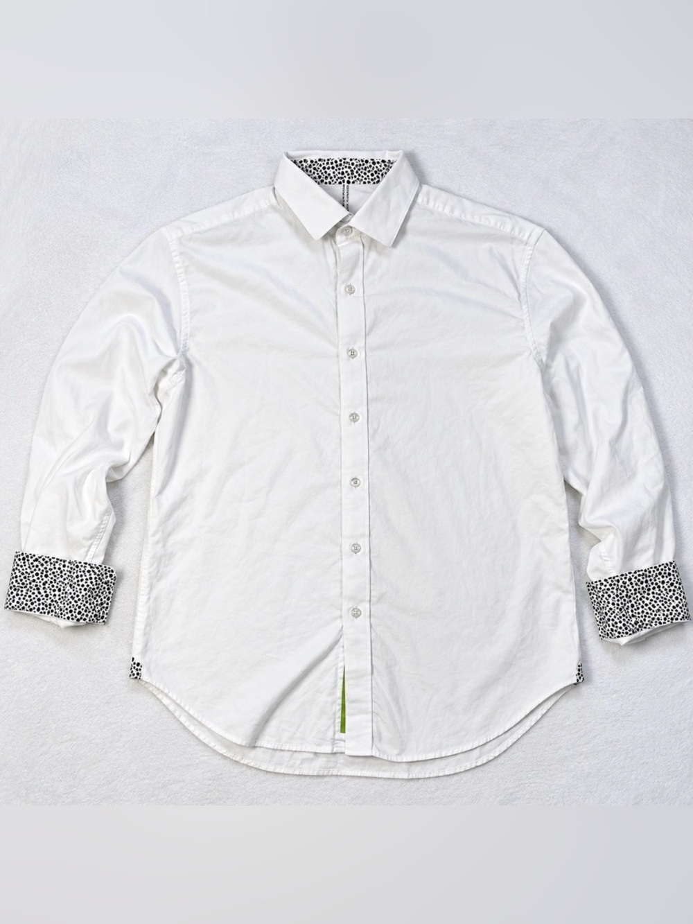 Robert Graham White Dress Shirt with Black Spot Contrast